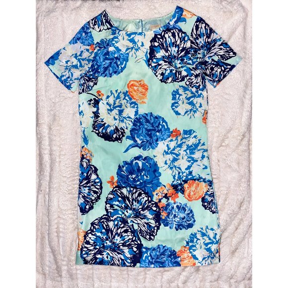 J. Crew Printed Short Sleeve Floral Shift Dress - Picture 1 of 3